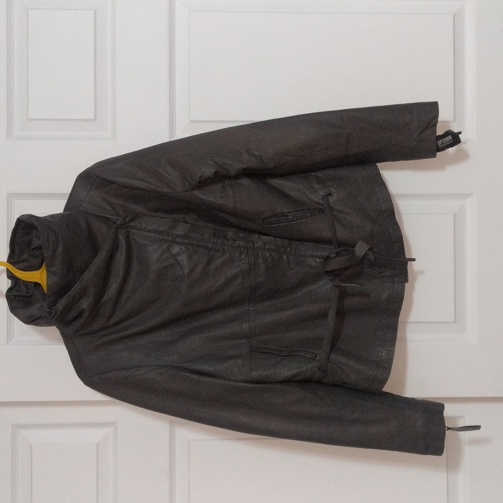#323Humanoid Women's Grey Leather Jacket. Size: Medium